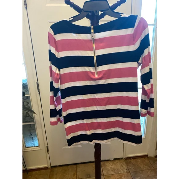 Ralph Lauren pink black & white striped top size L - Picture 5 of 5